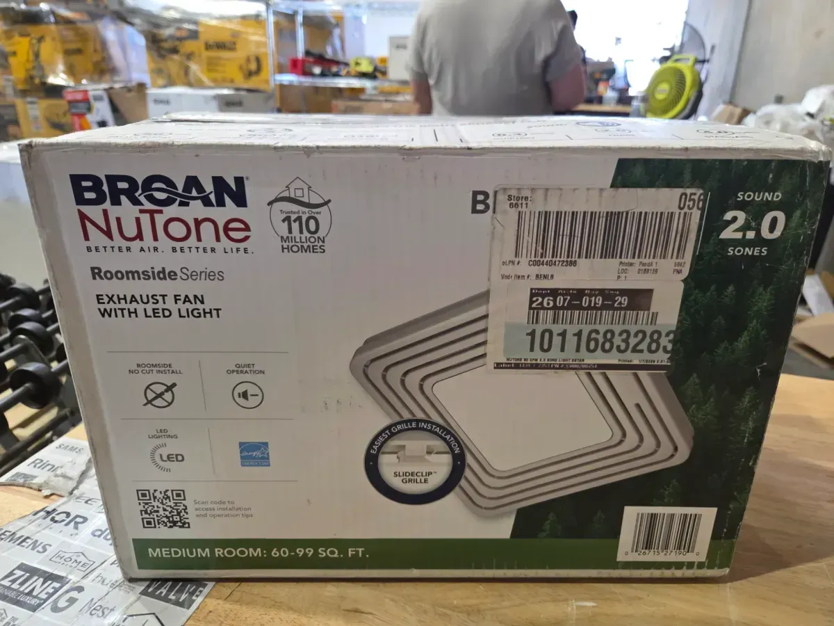 Broan-NuTone Roomside Series, White, 80 CFM, No Cut Roomside Installation with Light, ENERGY STAR, Bathroom Exhaust Fan - image 3