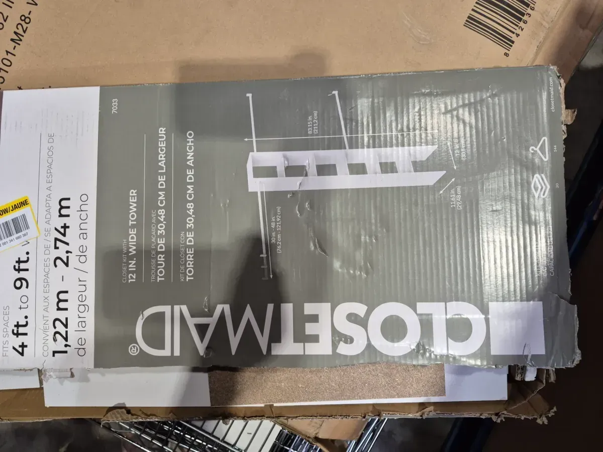 Closet Organizer System with 6-Shelf Tower and Hanging Rods, White - image 4