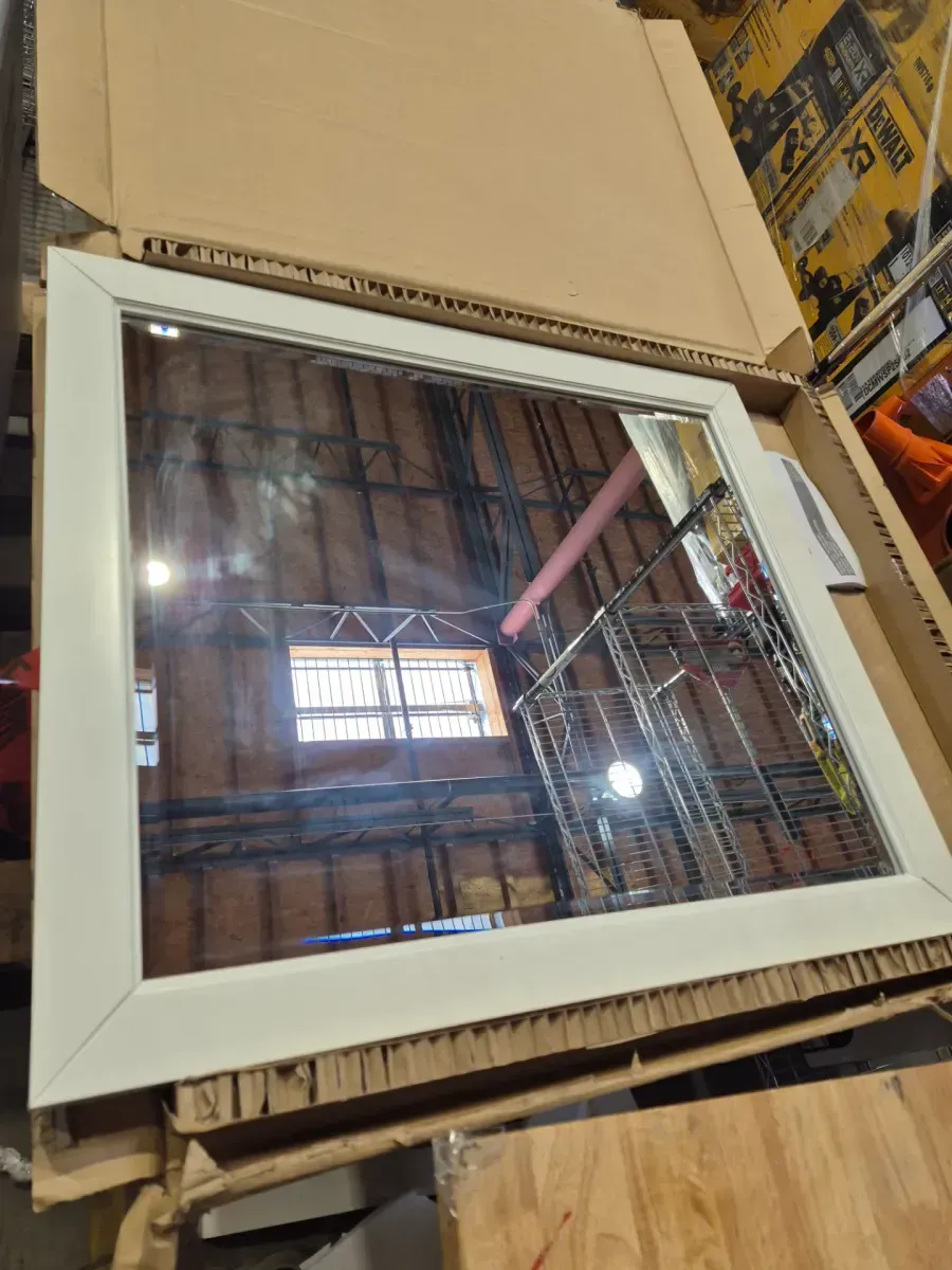 Modern White Beveled Wall Mirror - image 3