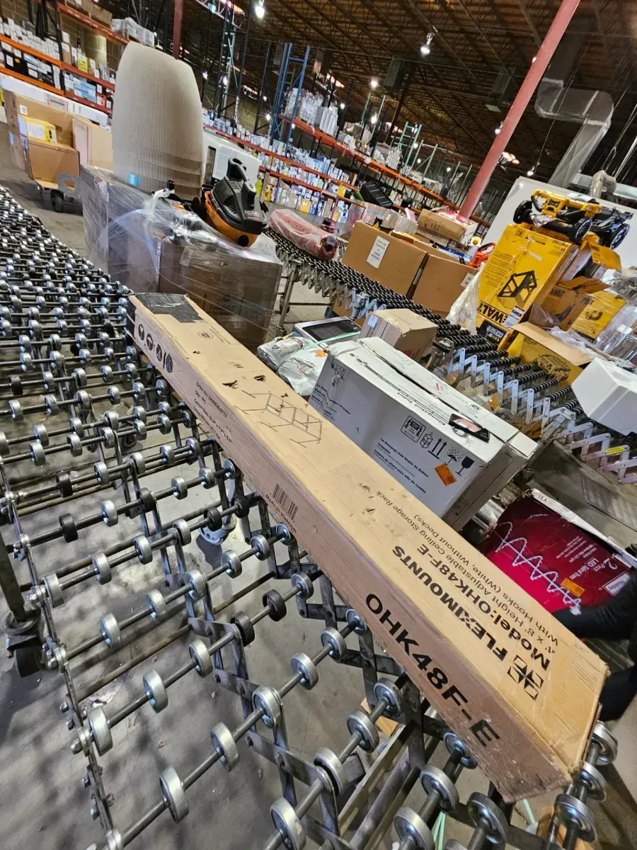 OHK Frame-Only Series 48 in. W x 96 in. D x 22-40 in. H White Ceiling Mounted Overhead Garage Storage Rack with Hooks - image 4