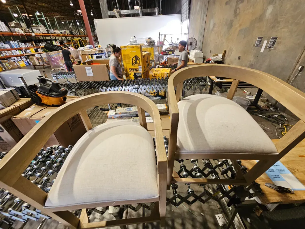 Timel 25.6 in. Light Ash Rubber Wood Counter Stool with Beige Frabic Seat, Set of 2 - image 6