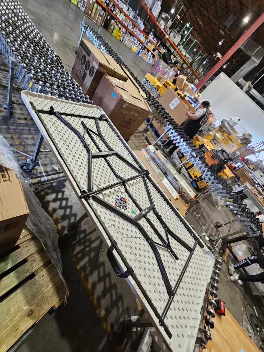 6 ft. Almond Resin Top Rectangular Folding Utility Table for Indoor/Outdoor Use, Seats- 6 - image 3