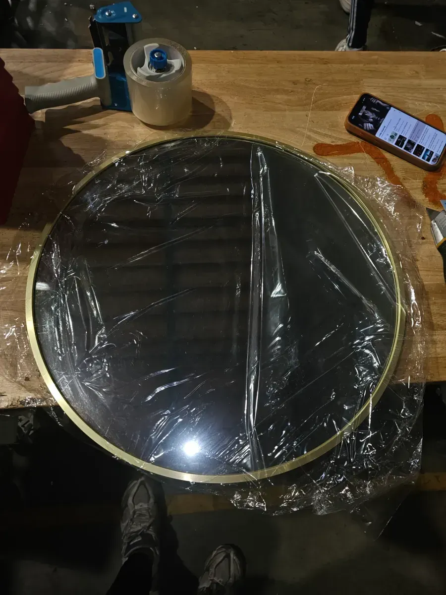 Sage 20 in. W x 20 in. H Round Aluminum Framed Wall Bathroom Vanity Mirror in Brushed Gold - image 2