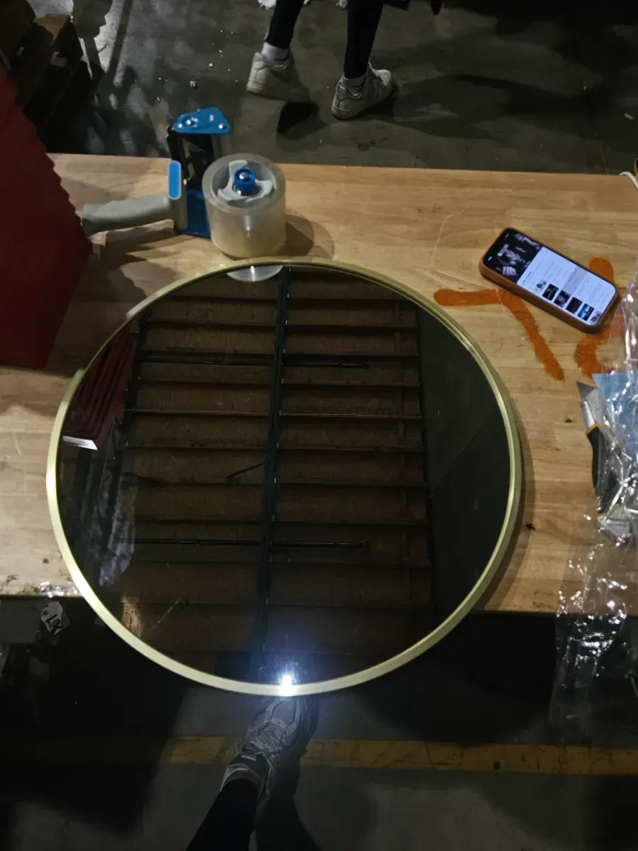 Sage 20 in. W x 20 in. H Round Aluminum Framed Wall Bathroom Vanity Mirror in Brushed Gold - image 3