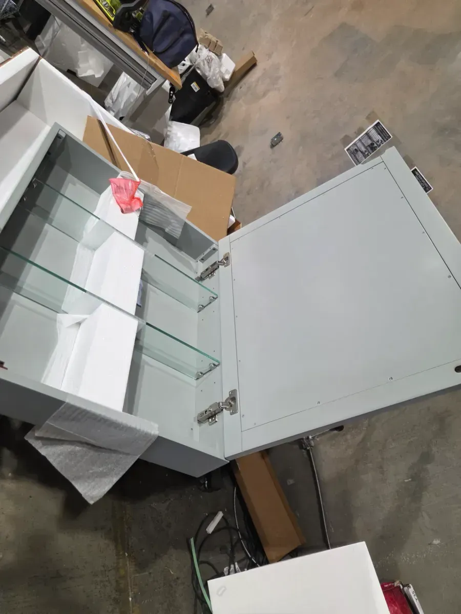 24 in. W x 30 in. H Rectangular Solid Wood Medicine Cabinet with Mirror - image 4