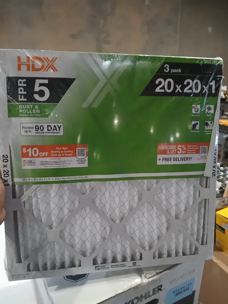 20 in. x 20 in. x 1 in. Standard Pleated Furnace Air Filter FPR 5, MERV 8 (3-Pack) - image 3