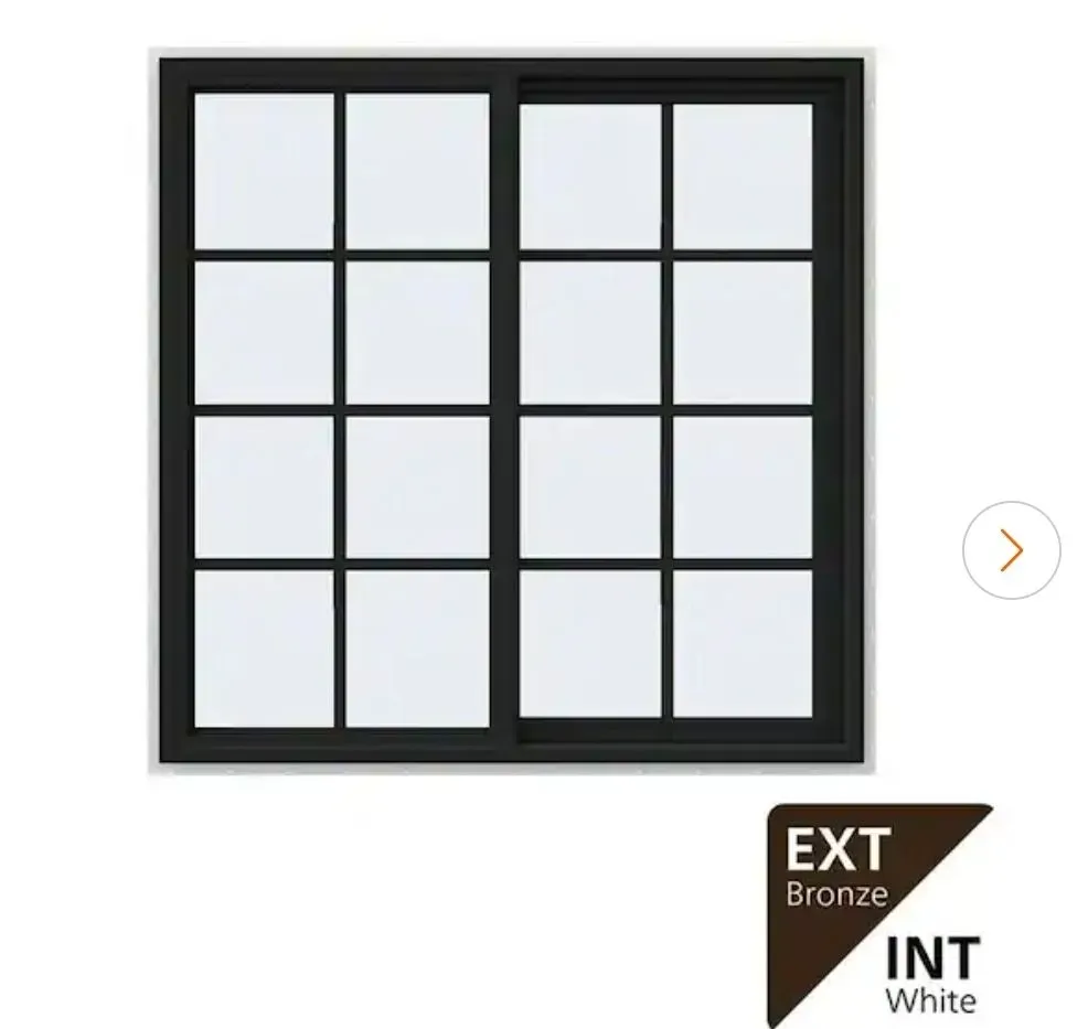 48 in. x 48 in. V-4500 Series Bronze FiniShield Vinyl Right-Handed Sliding Window with Colonial Grids/Grilles - image 1