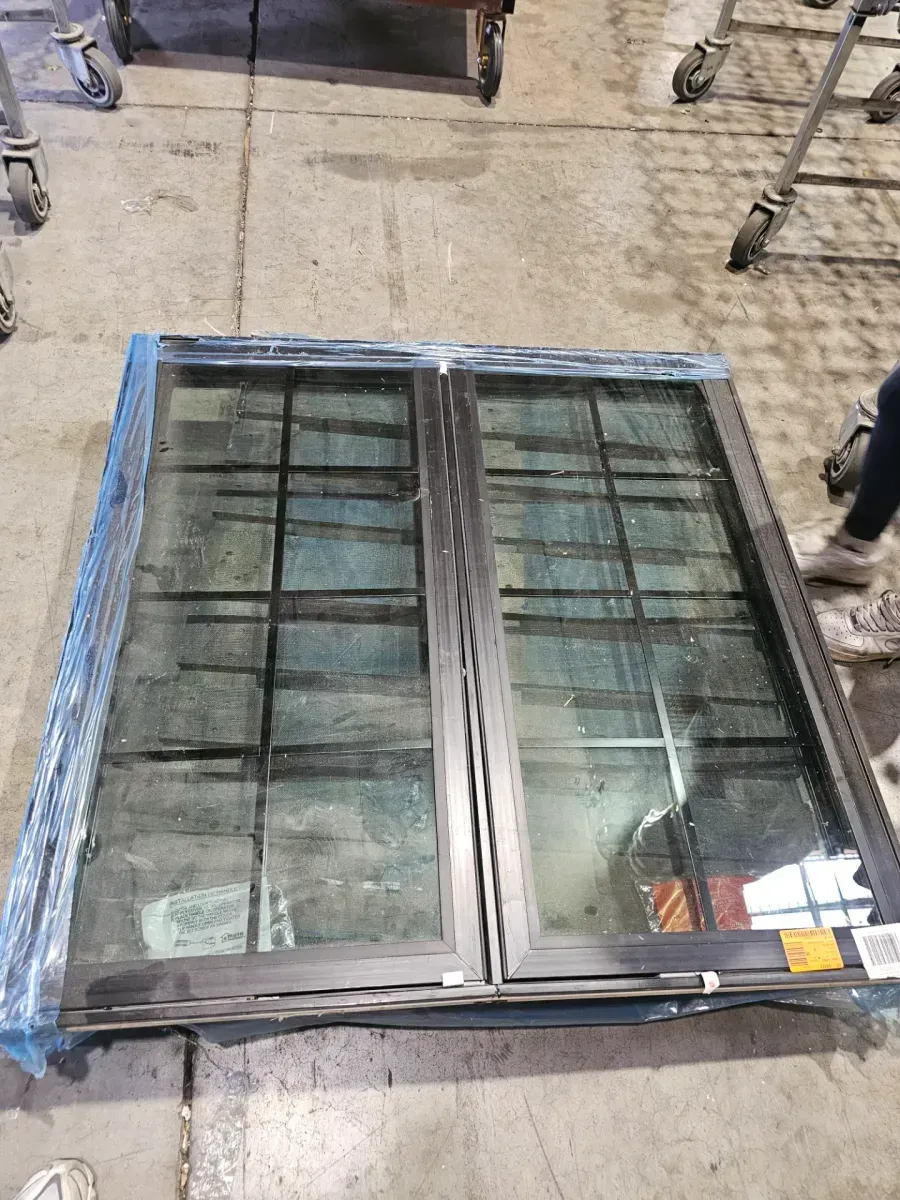 48 in. x 48 in. V-4500 Series Bronze FiniShield Vinyl Right-Handed Sliding Window with Colonial Grids/Grilles - image 2