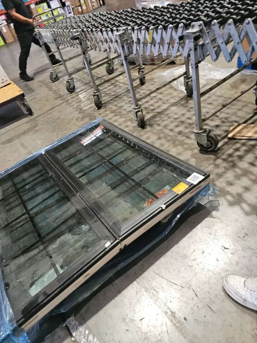 48 in. x 48 in. V-4500 Series Bronze FiniShield Vinyl Right-Handed Sliding Window with Colonial Grids/Grilles - image 3