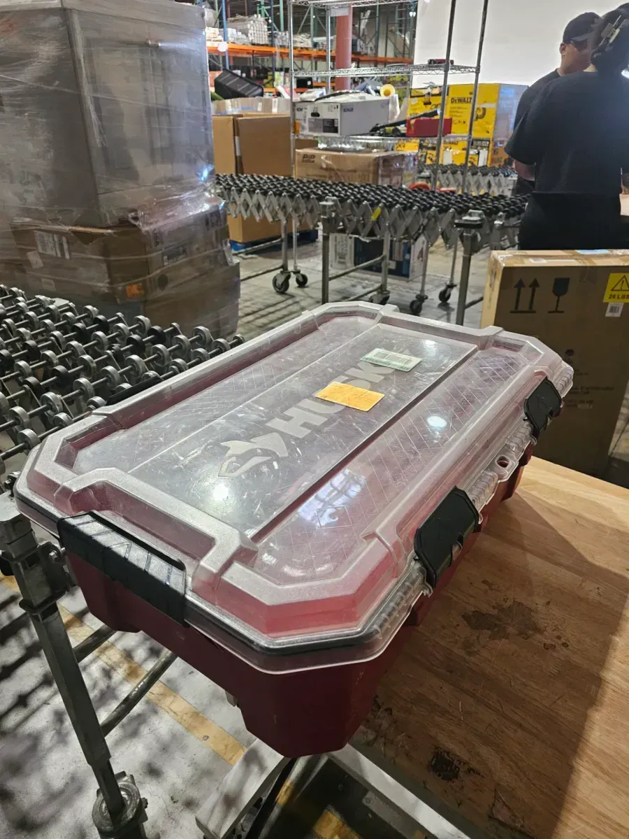 12-Gal. Professional Heavy Duty Waterproof Stackable Plastic Storage Container with Hinged Lid in Red - image 2