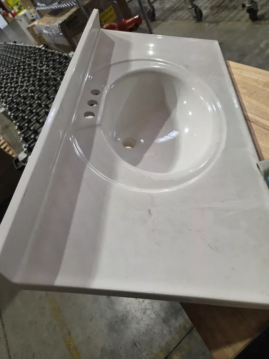 ***It has some minor scratches on the top.***37 in. Single Sink Pearl Gray Bath Vanity with White Top (Assembled) - image 1