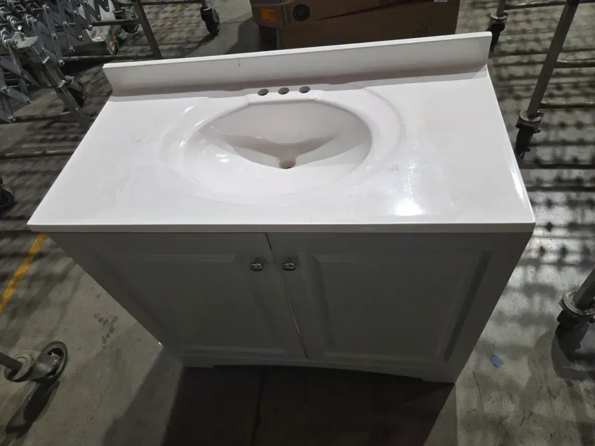 ***It has some minor scratches on the top.***37 in. Single Sink Pearl Gray Bath Vanity with White Top (Assembled) - image 5