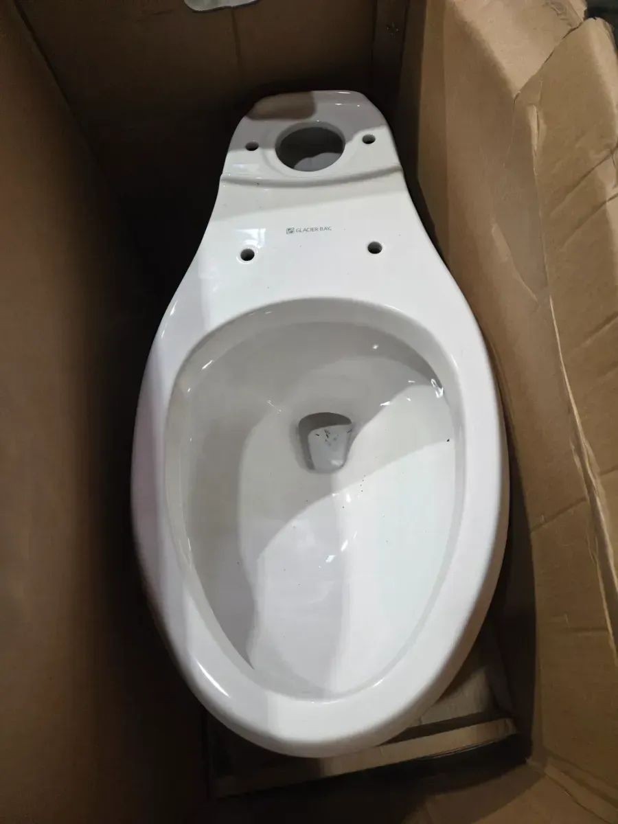 12 in. Rough In Two-Piece 1.28 GPF Single Flush Round Toilet in Biscuit, Seat Included - image 2