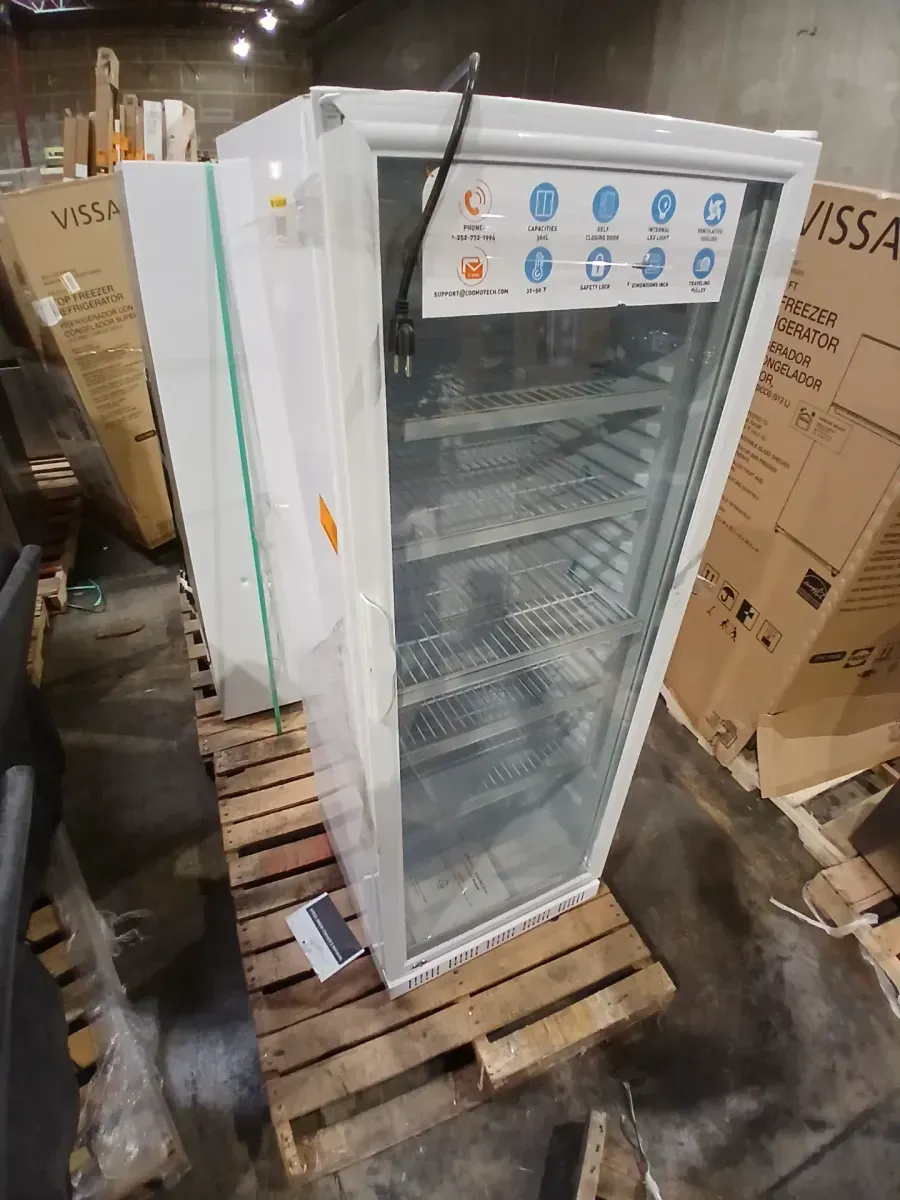 24.4 in. 13.8 cu. ft. Commercial Display Refrigerator Glass Door Merchandiser in White with LED Lighting and 2-Pulley - image 2