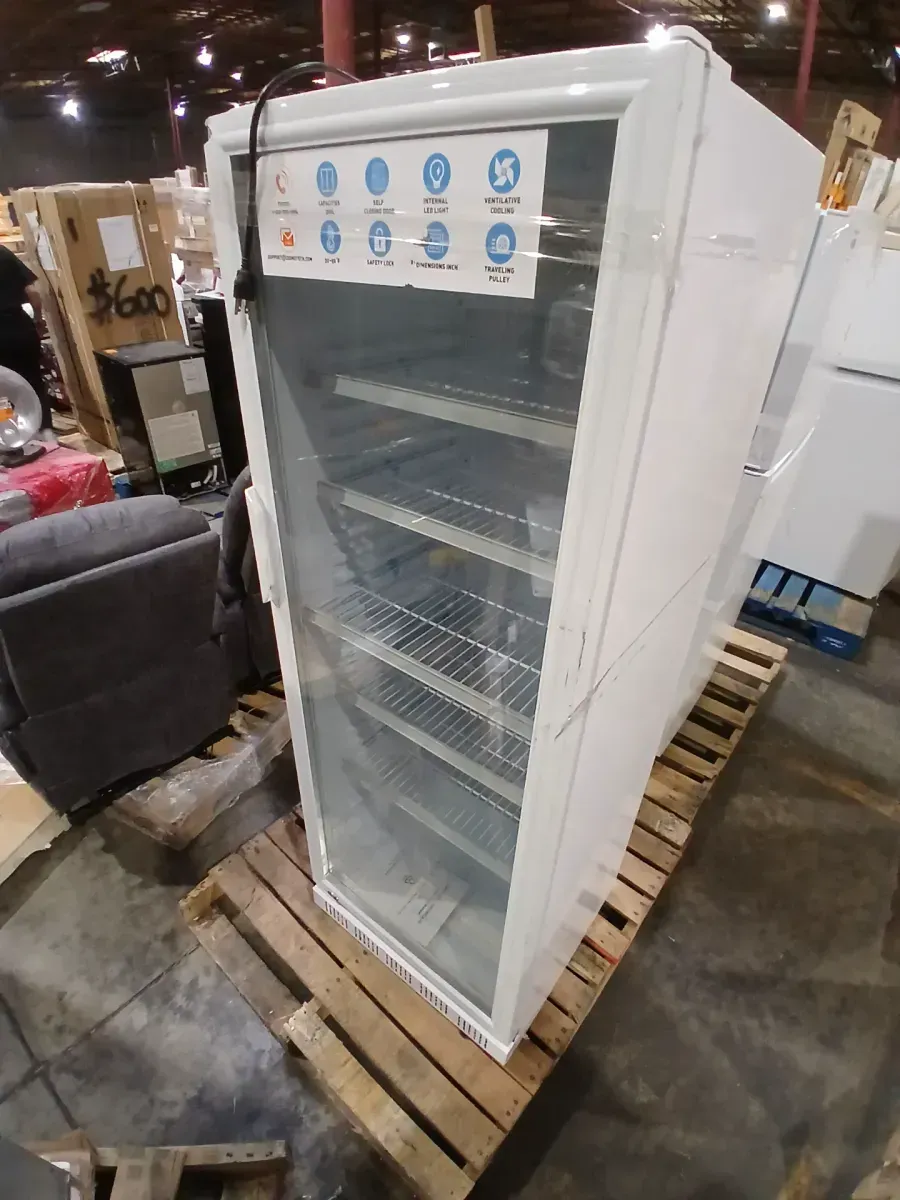 24.4 in. 13.8 cu. ft. Commercial Display Refrigerator Glass Door Merchandiser in White with LED Lighting and 2-Pulley - image 3