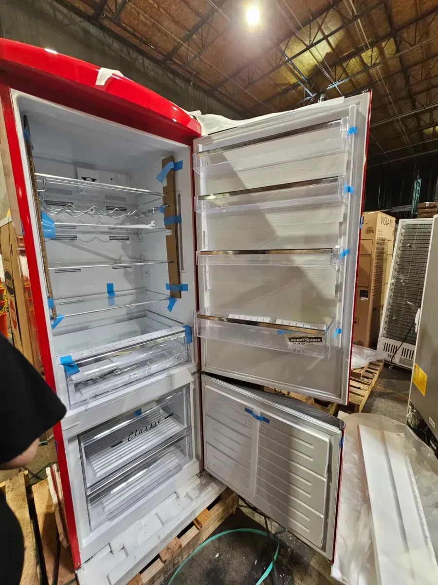 Classic Retro 28 in. 16.7 cu. ft. Frost Free Bottom Freezer Fridge in Candy Apple Red, Energy Star - image 6