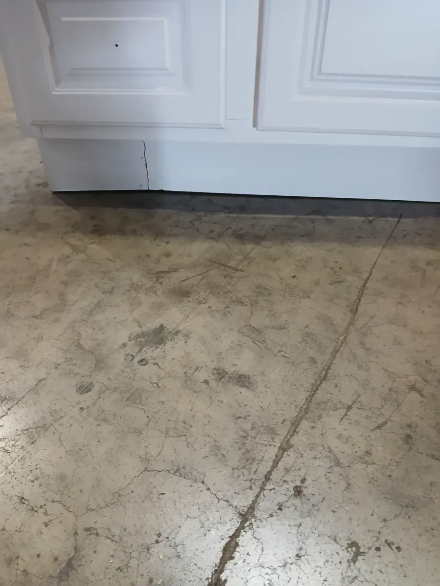 ***front bottom wood broken Canfield 48 in. W x 21 in. D x 33.5 in. H Bath Vanity Cabinet without Top in White Finish - image 4