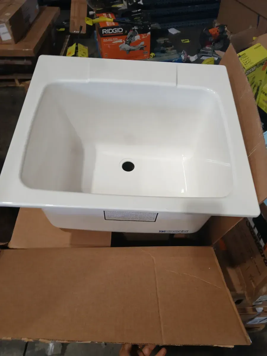 22 in. x 25 in. x 13.75 in. Molded Fiberglass Drop in Utility Sink in White - image 3