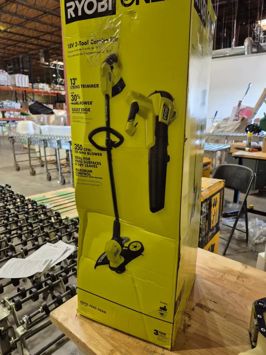 ONE+ 18V Cordless Battery String Trimmer/Edger and Jet Fan Blower Combo Kit (2-Tools) with 4.0 Ah Battery and Charger - image 2