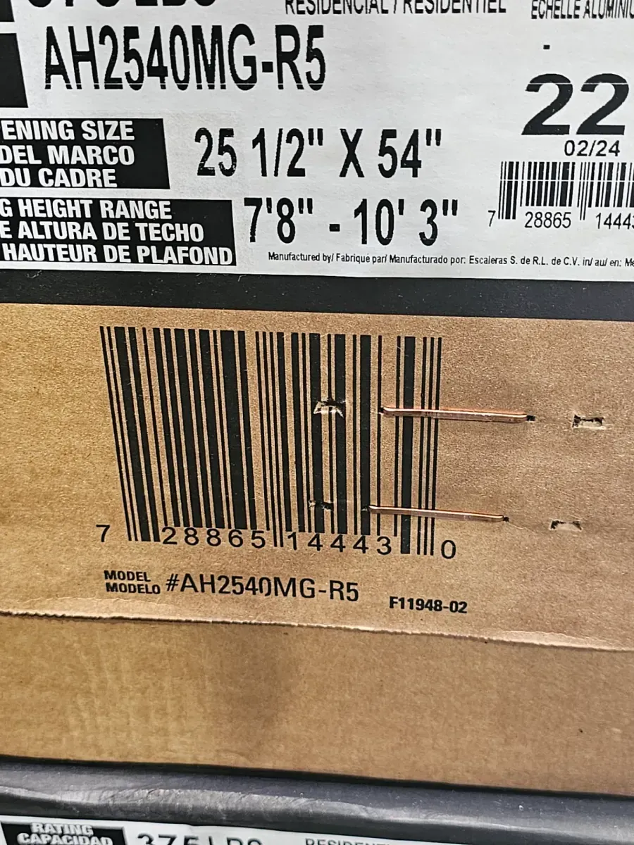 Energy Efficient 7 ft. 8 in. to 10 ft. 3 in., 25.5 in. x 54 in. Insulated Aluminum Attic Ladder, 375 lbs. Load Capacity - image 4