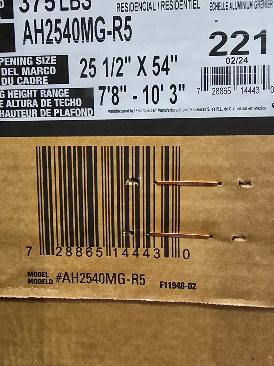 Energy Efficient 7 ft. 8 in. to 10 ft. 3 in., 25.5 in. x 54 in. Insulated Aluminum Attic Ladder, 375 lbs. Load Capacity - image 4