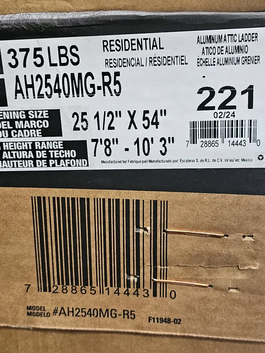 Energy Efficient 7 ft. 8 in. to 10 ft. 3 in., 25.5 in. x 54 in. Insulated Aluminum Attic Ladder, 375 lbs. Load Capacity - image 4