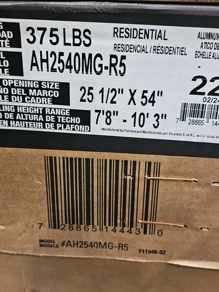 Energy Efficient 7 ft. 8 in. to 10 ft. 3 in., 25.5 in. x 54 in. Insulated Aluminum Attic Ladder, 375 lbs. Load Capacity - image 4