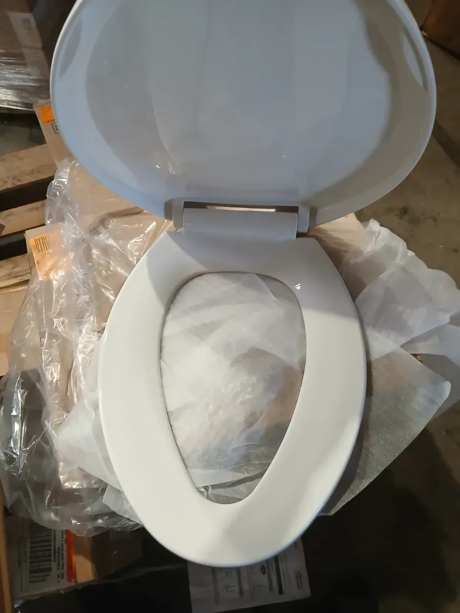 Elongated Soft Close Toilet Seat in White, Heavy-Duty Fade-Resistant Plastic - image 3