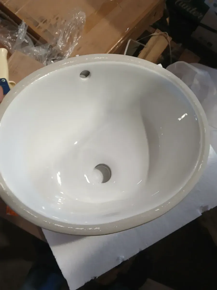 16.5 in. Oval Undermount Modern Bathroom Ceramic Porcelain Vessel Sink in White - image 4