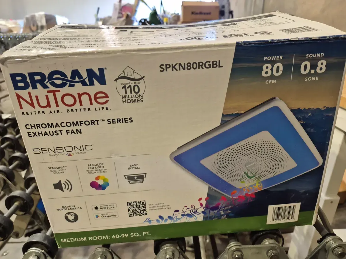 Sensonic 80 CFM Ceiling Bathroom Exhaust Fan with Multi-Color LED and Bluetooth Speaker, Wireless Technology - image 3