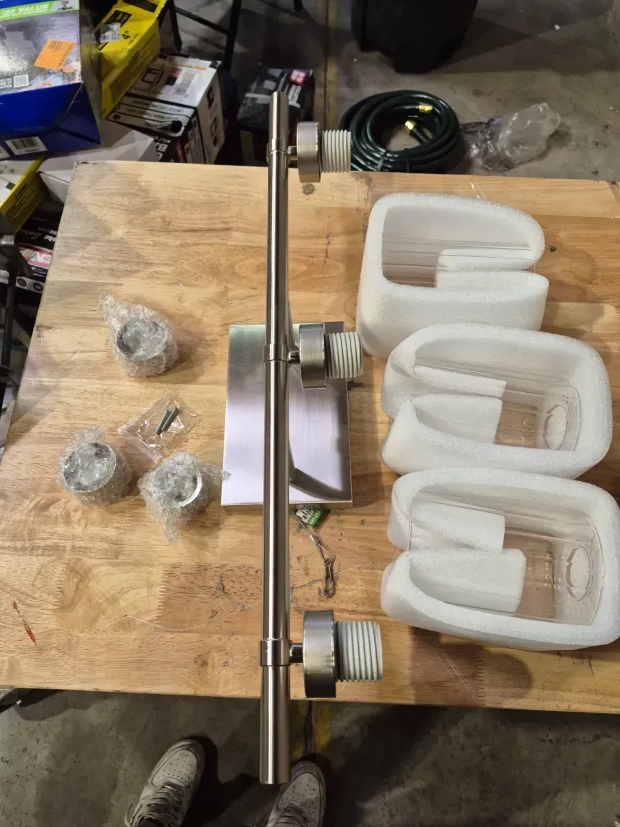 24 in. 3-Light Brushed Nickel Bathroom Vanity Light with Clear Ribbed Glass - image 4