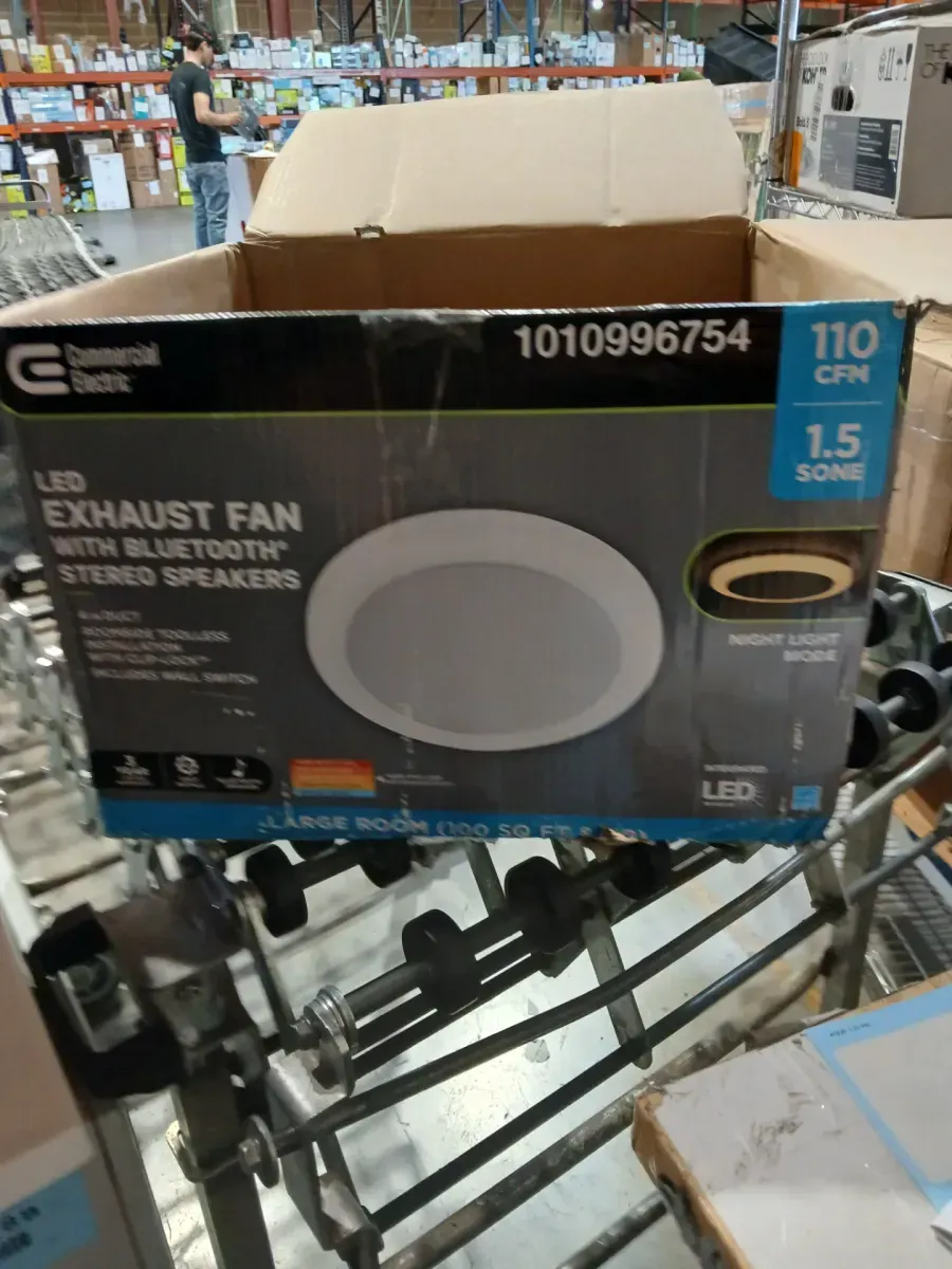 Commercial Electric 110 CFM 1.5 Sones Ceiling Bathroom Exhaust Fan with Bluetooth Speaker and Adjustable CCT LED Lights and Night Light - image 2