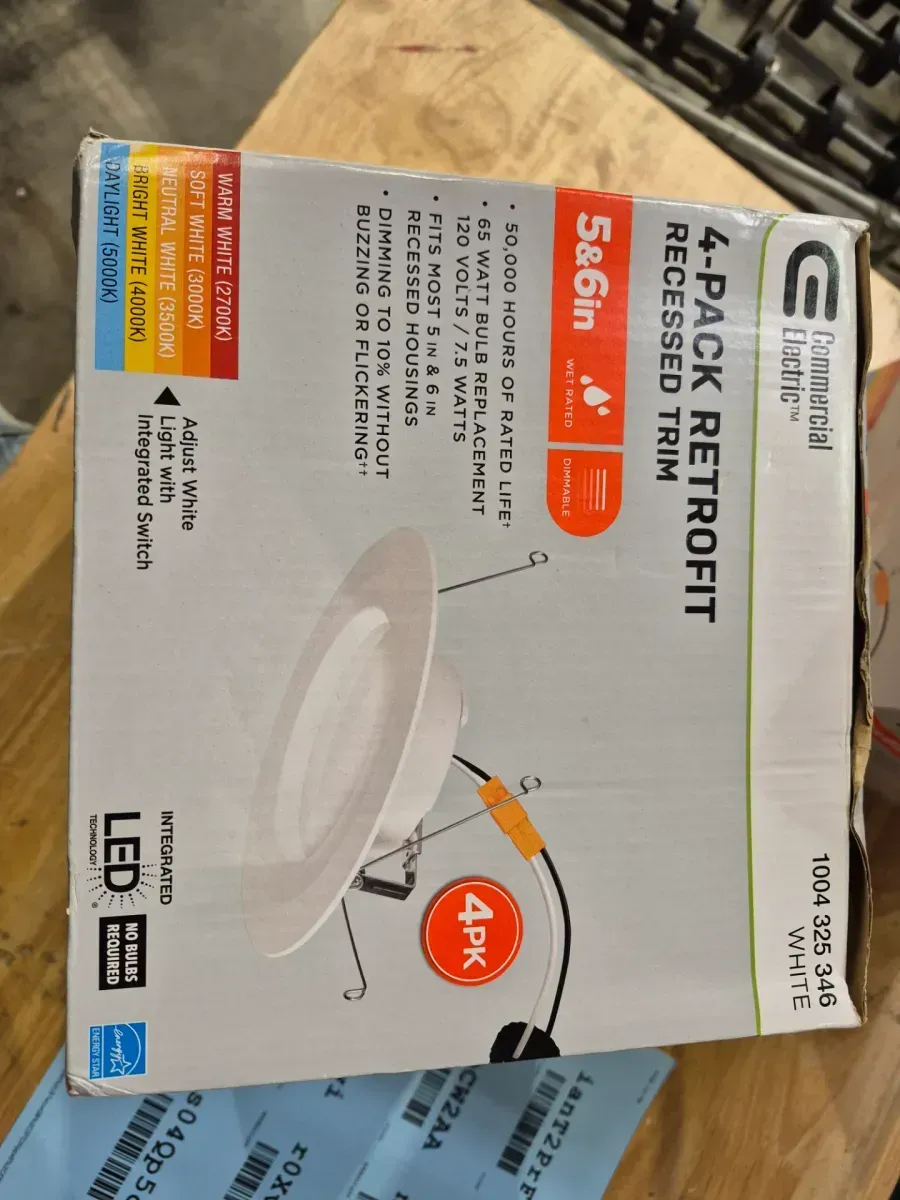 5/6 in. Integrated LED Recessed Retrofit Light Trim with Selectable Color Temperature CEC-T20, (4-Pack) - image 3