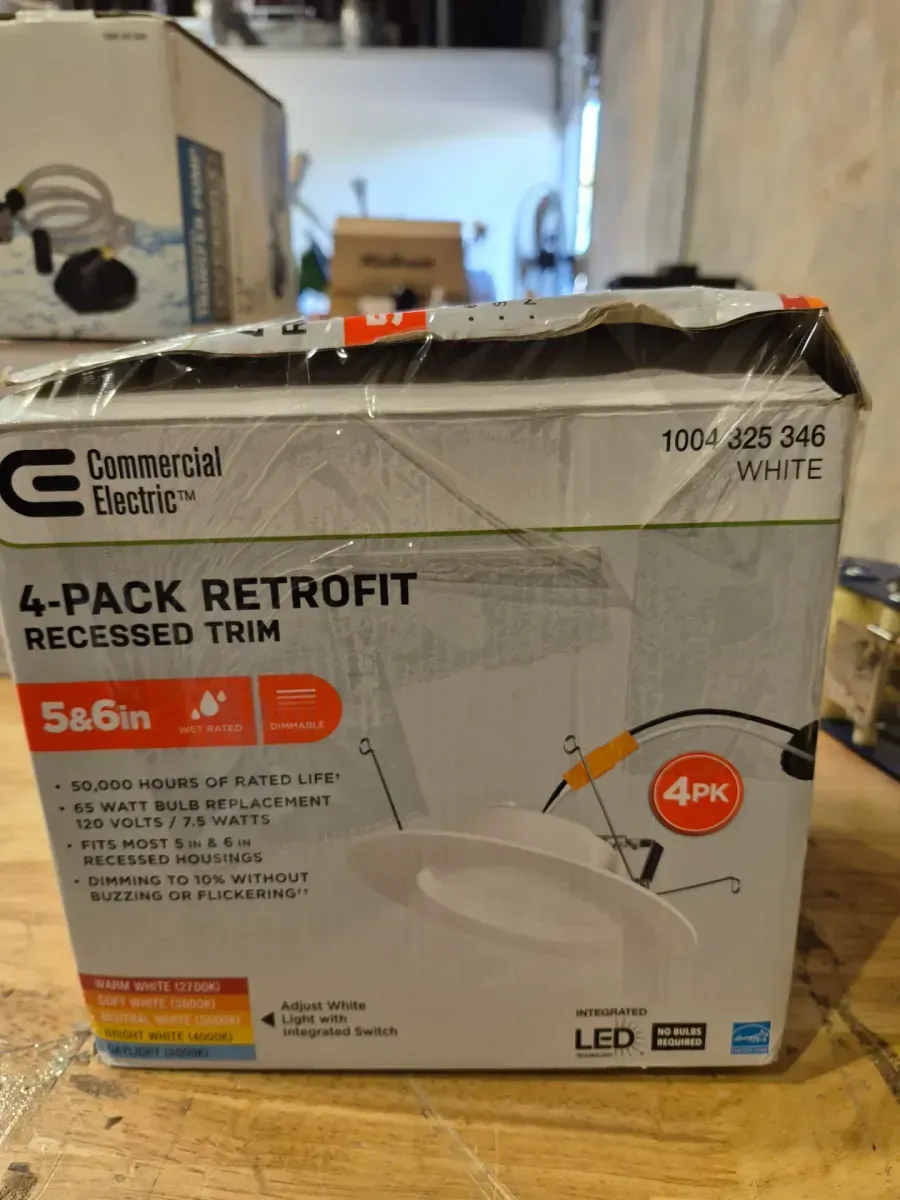 5/6 in. Integrated LED Recessed Retrofit Light Trim with Selectable Color Temperature CEC-T20, (4-Pack) - image 3