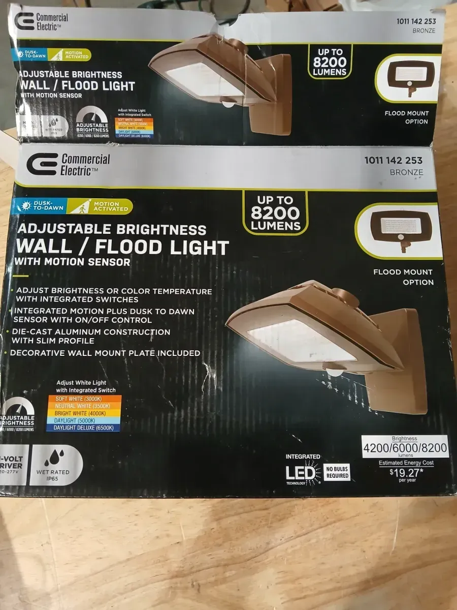 ARFL 400-Watt Equivalent, 8000 Lumens, Selectable CCT, Integrated LED, Arch Wall Flood Light with Motion, Bronze - image 2
