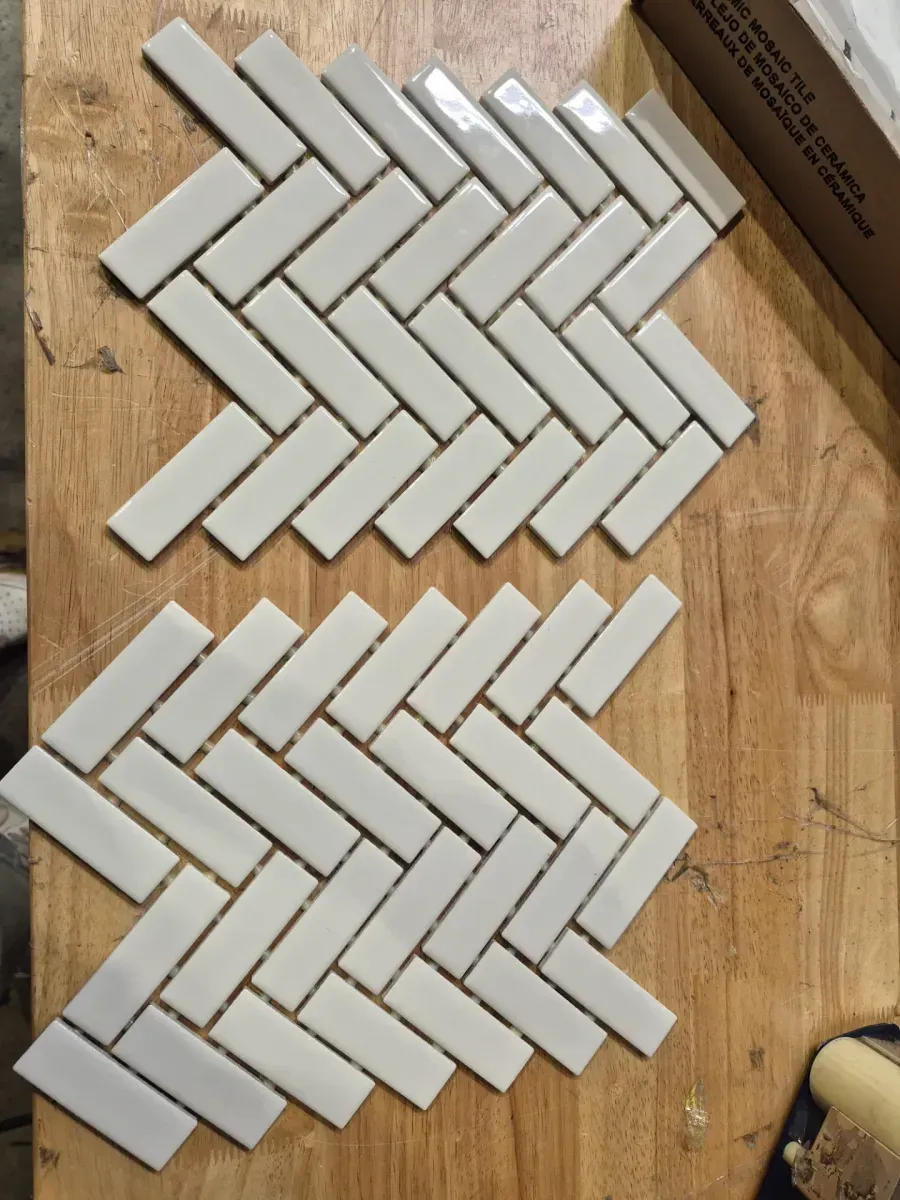 Restore Bright White Glossy 9 in. x 12 in. Glazed Ceramic Herringbone Mosaic Tile (6 sq. ft./Case) - image 3