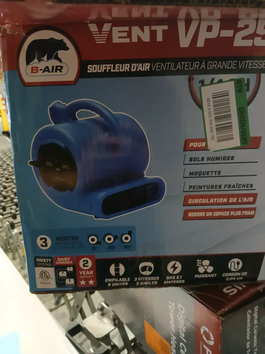 BlueDri BA-VP-25 Series 1/4 HP Air Mover / Carpet Dryer Fan - image 4