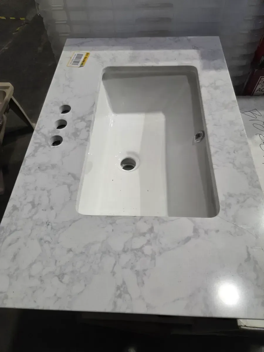 Doveton 30 in. Single Sink Freestanding White Bath Vanity with White Engineered Marble Top (Assembled) - image 2