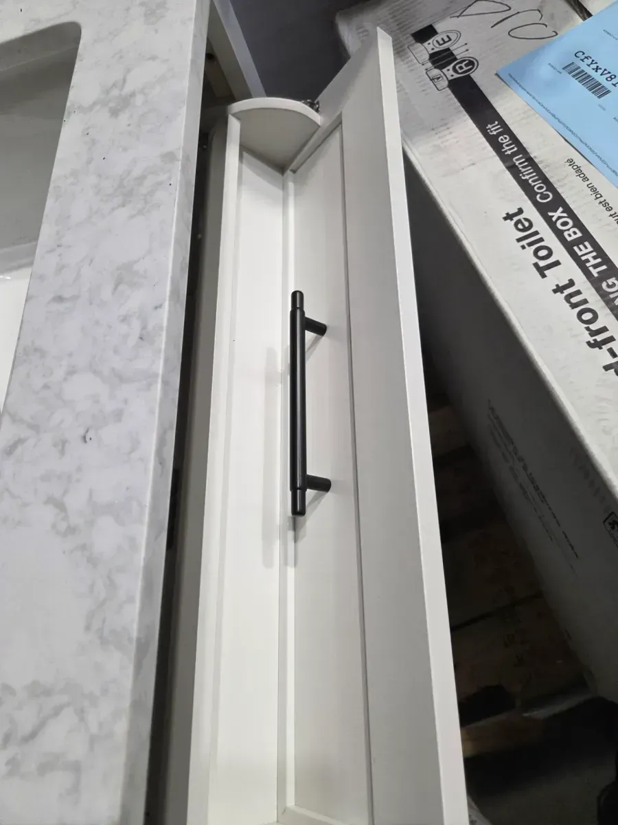 Doveton 30 in. Single Sink Freestanding White Bath Vanity with White Engineered Marble Top (Assembled) - image 7