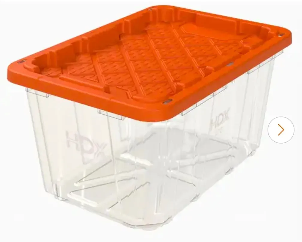 HDX Heavy-Duty Clear Storage Tote with Orange Lid - image 1