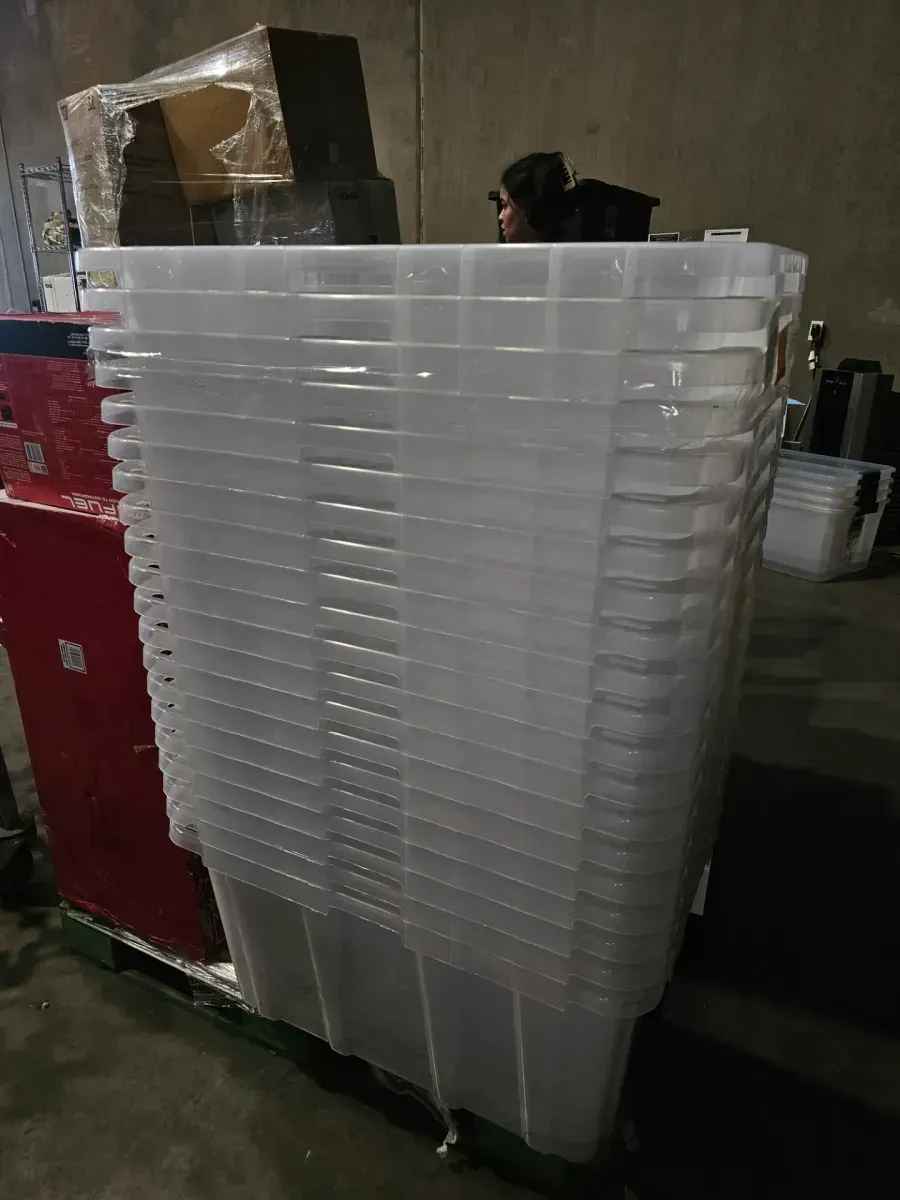 HDX Heavy-Duty Clear Storage Tote with Orange Lid - image 2