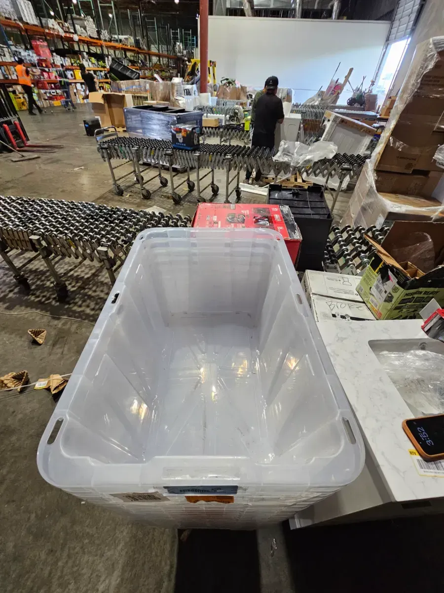 HDX Heavy-Duty Clear Storage Tote with Orange Lid - image 4