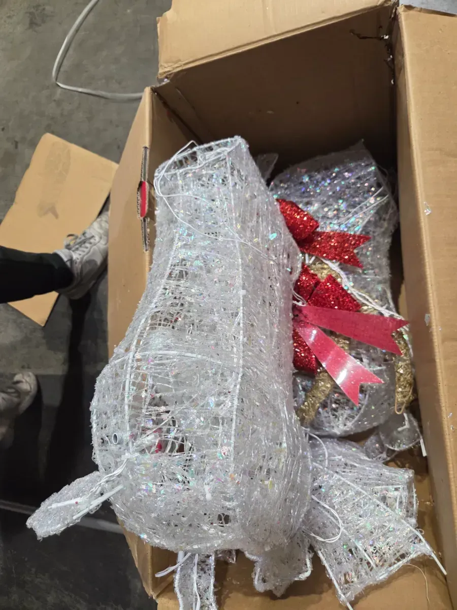 3-Piece 6. 5ft Silver Lighted Christmas Deer Set Outdoor Yard Decoration w/ 385 LED Lights, Stakes - image 3