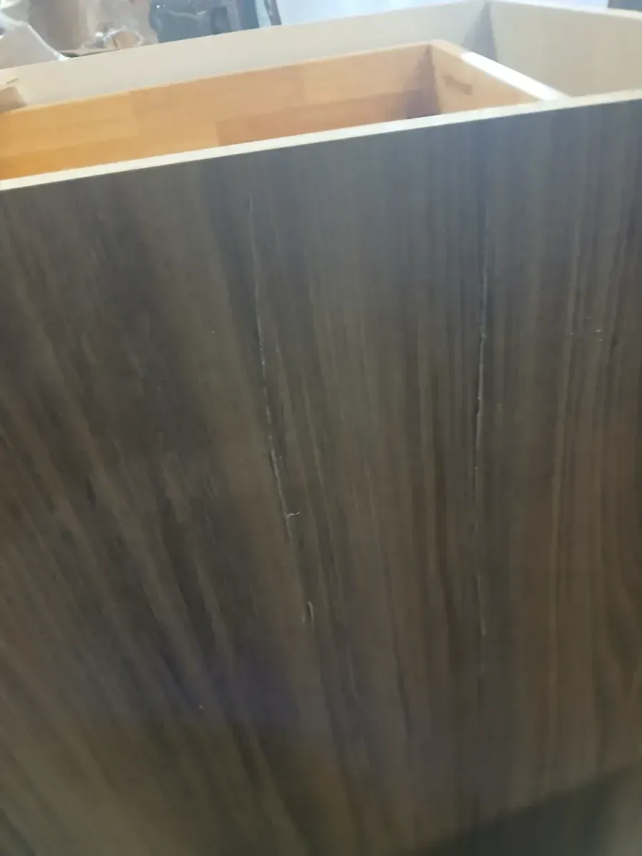 *** pack of 3 cabinets ***minor scratches on right side wood Designer Series Edgeley 18 in. W x 24 in. D x 34.5 in. H Assembled Slab Base Kitchen Cabinet in White - image 3