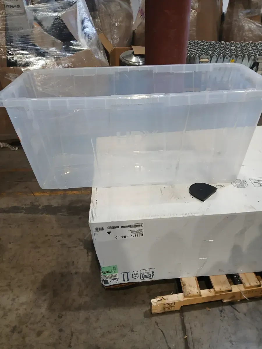 57 Gal. Tough Storage Tote in Clear with Yellow Lid - image 2