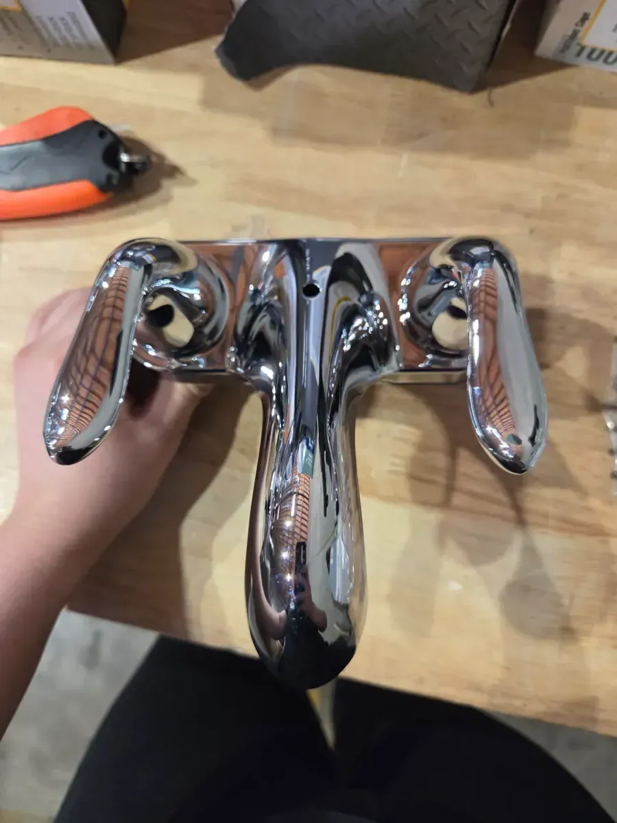 Constructor 4 in. Centerset Double-Handle Low-Arc Bathroom Faucet in Polished Chrome - image 3