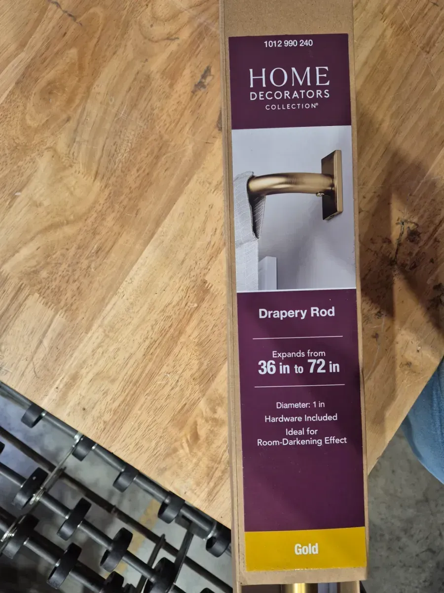 36 in. - 72 in. Adjustable 1 in. Wraparound Single Curtain Rod Kit in Gold - image 2