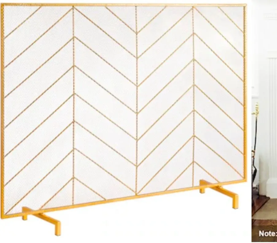 VEVOR Fireplace Screen Single Panel Sturdy Iron Mesh Fireplace Screen 38.6in(L) x29.8in(H) Spark Guard Cover Simple Installation Free Standing Fire Fence Grate for Living Room Home Decor Modern - image 1