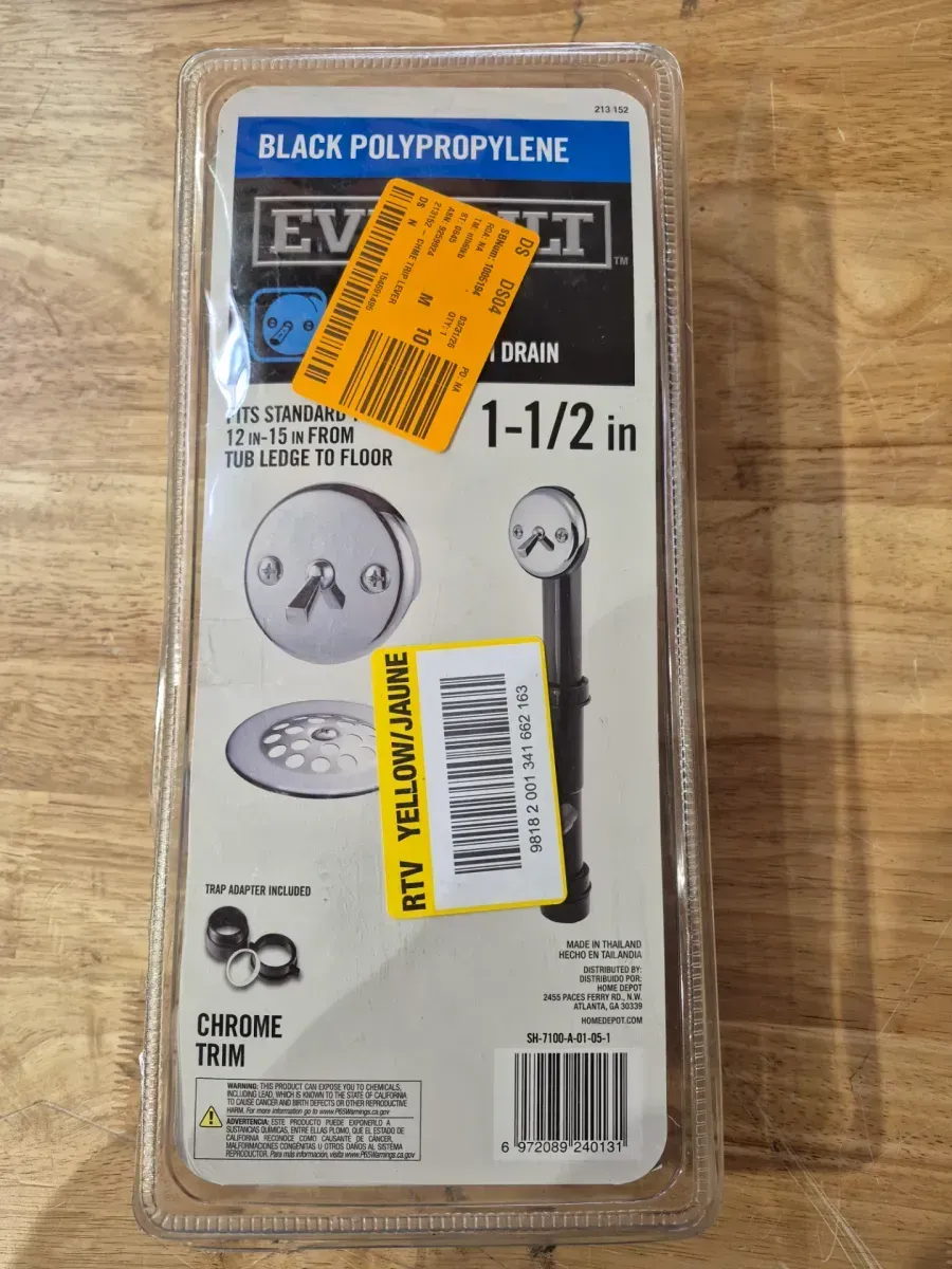 Trip Lever 1-1/2 in. Black Poly Pipe Bath Waste and Overflow Drain in Chrome - image 2