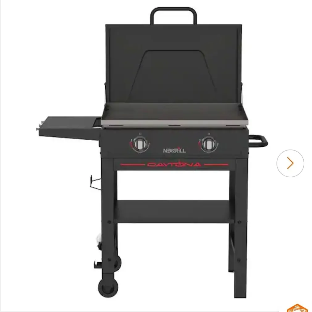 Daytona 2-Burner Propane Gas Grill 28 in. Flat Top Griddle in Black with Lid - image 1